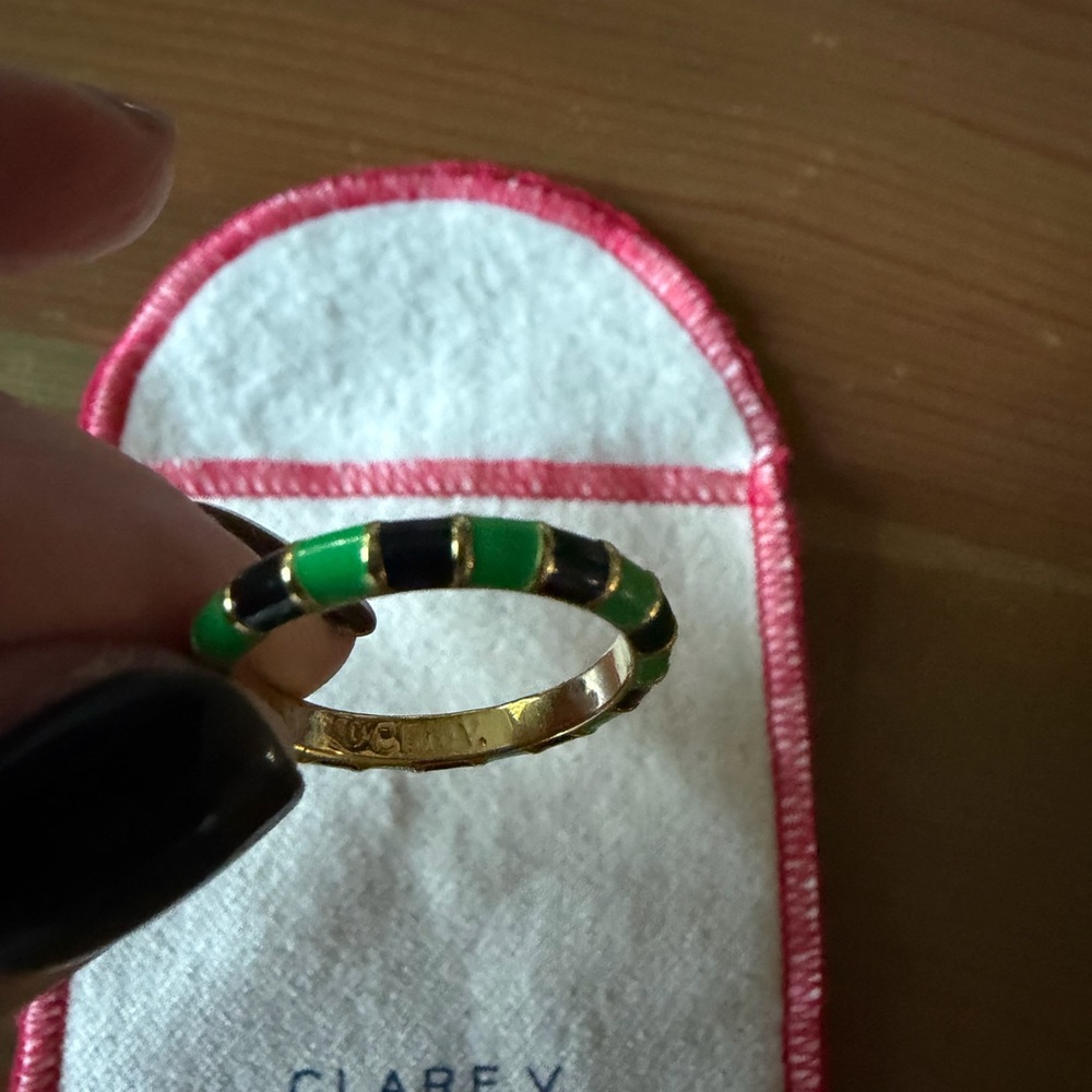 Clare V Green and Black Ring
